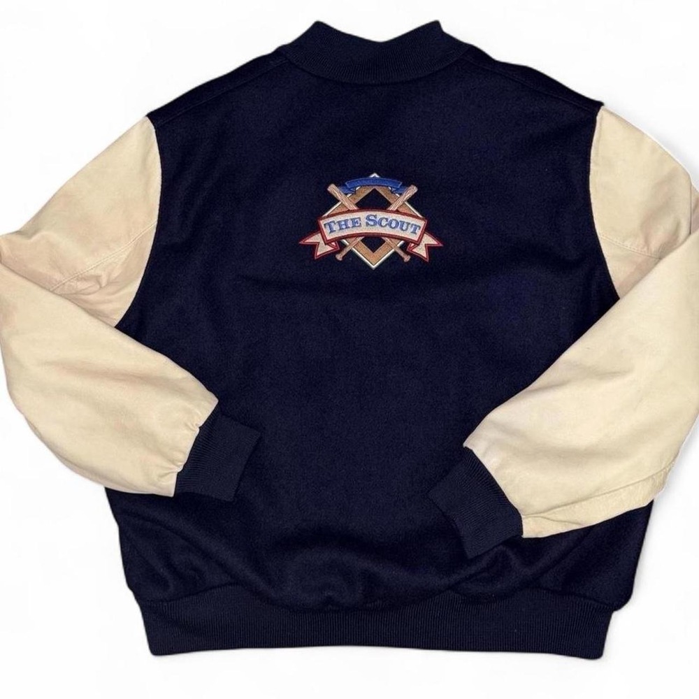 Nike Varsity Jacket The Scout Cast and Crew Mens XL Navy Wool Leather Baseball